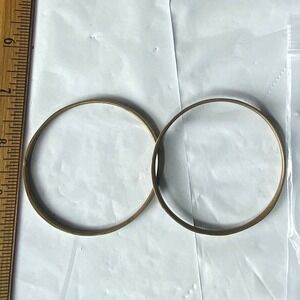Vintage Brass Bangles Set of 2 Stackable Thin‎ Hoop Bracelet Jewelry